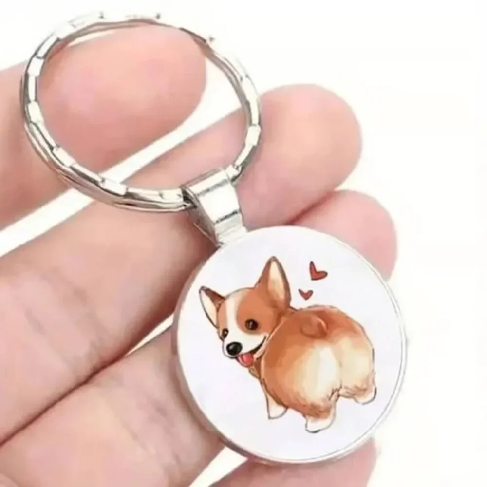 Stainless Steel CORGI Dog Keyring Keychain Accessory